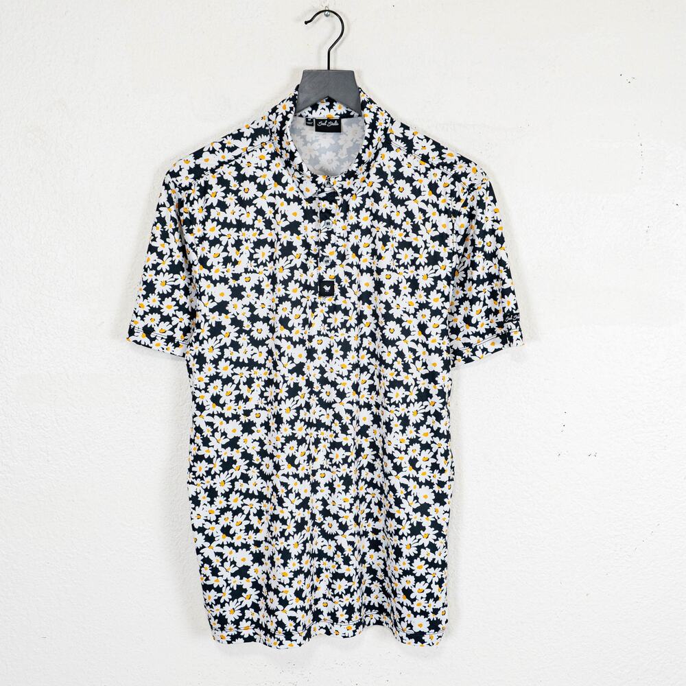 Bad Birdie Men's Golf Polo Shirt Daisy Party print size Medium